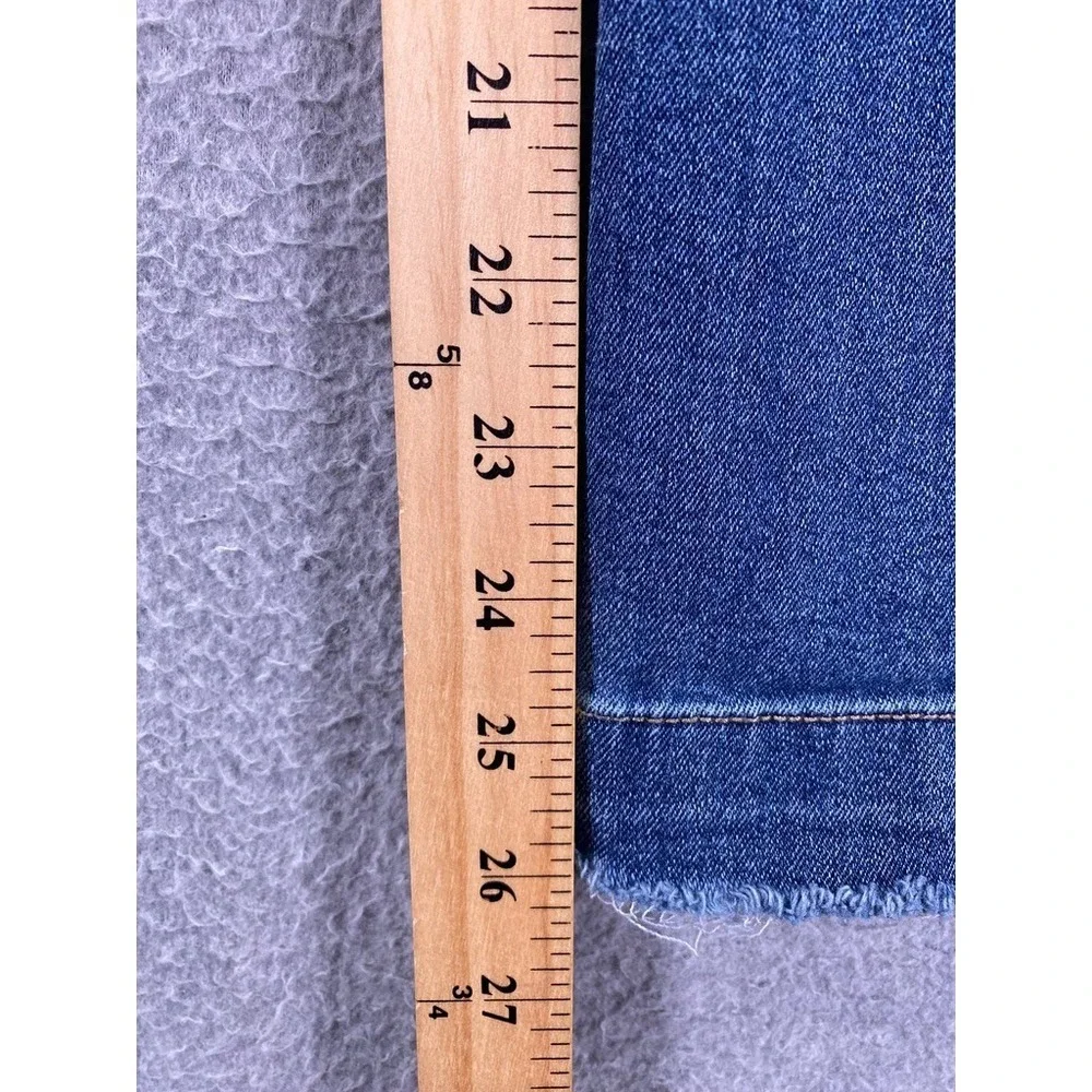 Nicole Miller Women's 12 Soho High Rise Wide Leg Jeans Med Wash Raw Split Hem